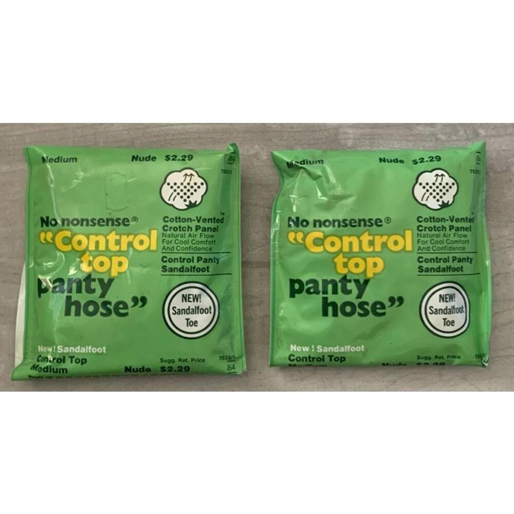no nonsense pantyhose Control Top  Size Medium Nude Made in USA Lot Of 2